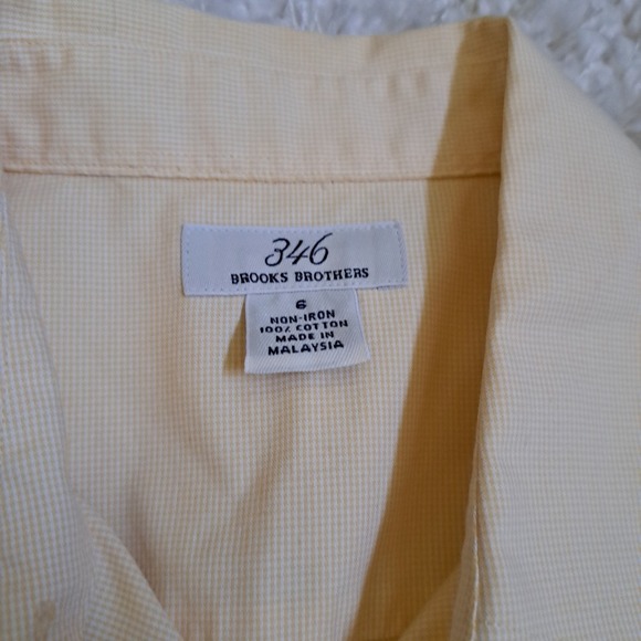 Brooks Brothers 346 Womens Yellow Micro Check‎ Non Iron Cotton Shirt Size 6 - Picture 6 of 6